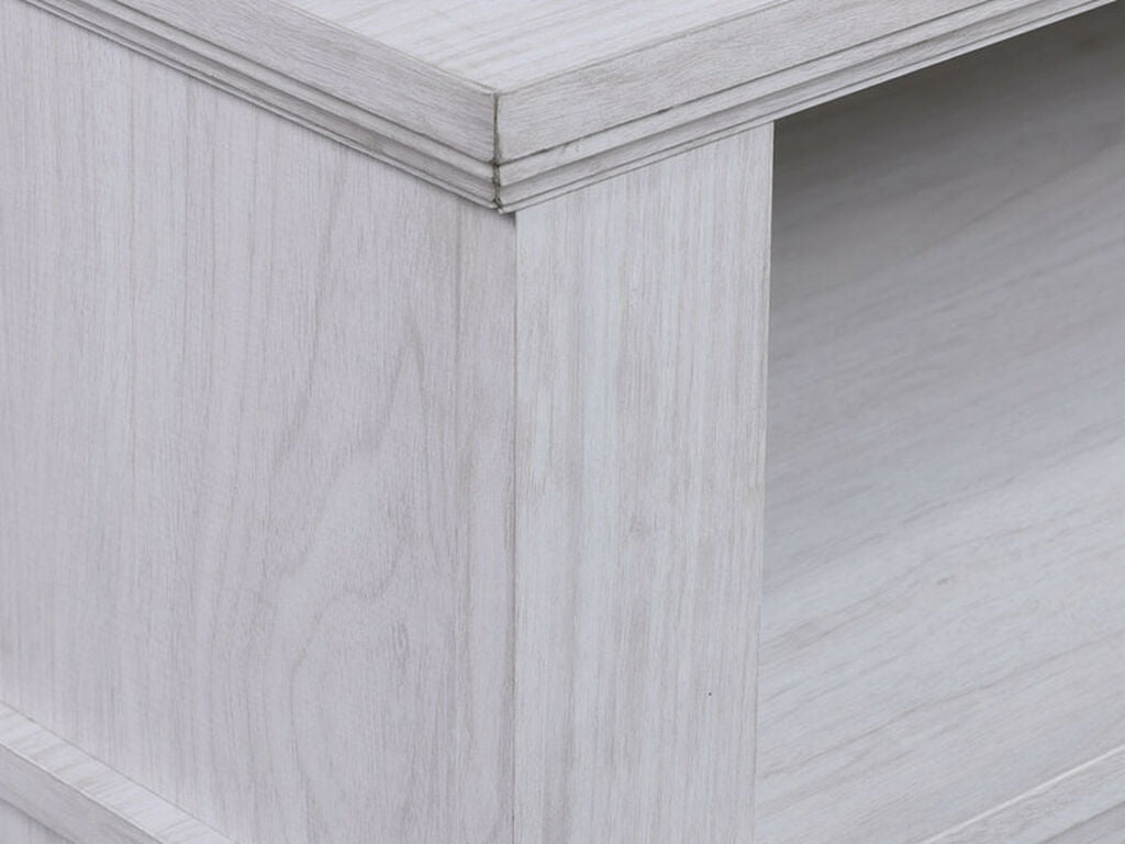 97031 Lucifer 70" wide white walnut finish wood LED accents electric fireplace with color change LED