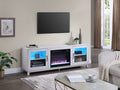 97032 Summit 70" wide white walnut finish wood LED accents electric fireplace with color change LED