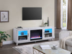 97032 Summit 70" wide white walnut finish wood LED accents electric fireplace with color change LED