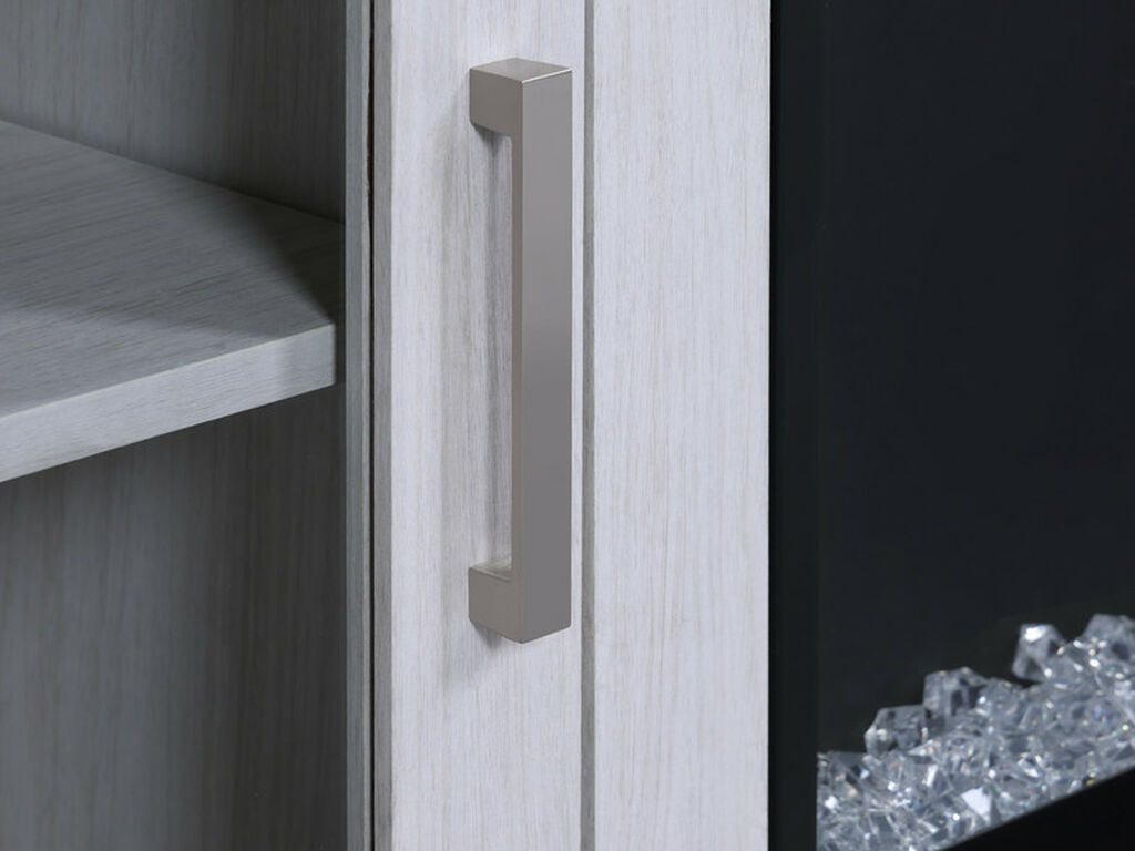 97032 Summit 70" wide white walnut finish wood LED accents electric fireplace with color change LED