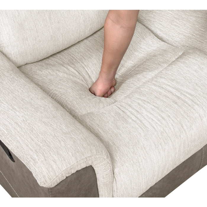 Homelegance 9703BE-2PC 2 pc Harriette two tone beige fabric upholstered double reclining sofa and love seat set with console