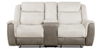 Homelegance 9703BE-2PC 2 pc Harriette two tone beige fabric upholstered double reclining sofa and love seat set with console