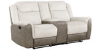 Homelegance 9703BE-2PC 2 pc Harriette two tone beige fabric upholstered double reclining sofa and love seat set with console