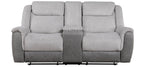 Homelegance 9703GY-2PC 2 pc Harriette two tone grey fabric upholstered double reclining sofa and love seat set with console