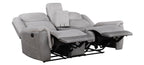 Homelegance 9703GY-2PC 2 pc Harriette two tone grey fabric upholstered double reclining sofa and love seat set with console