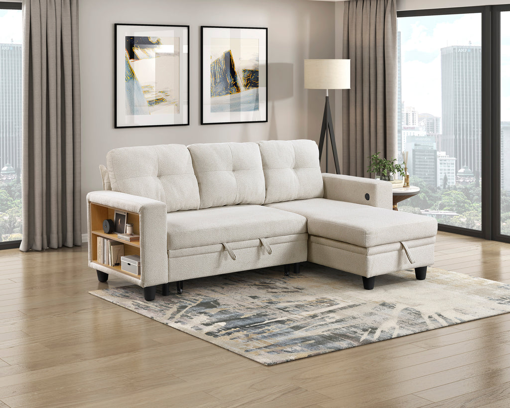 Homelegance Morian Beige Boucle Sectional Sofa Reversible Storage Chaise – 9705BE-32AVC