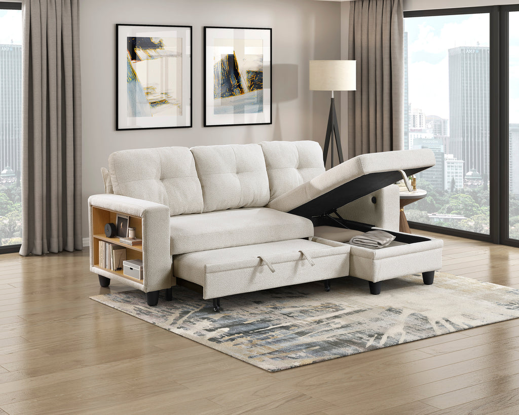 Homelegance Morian Beige Boucle Sectional Sofa Reversible Storage Chaise – 9705BE-32AVC