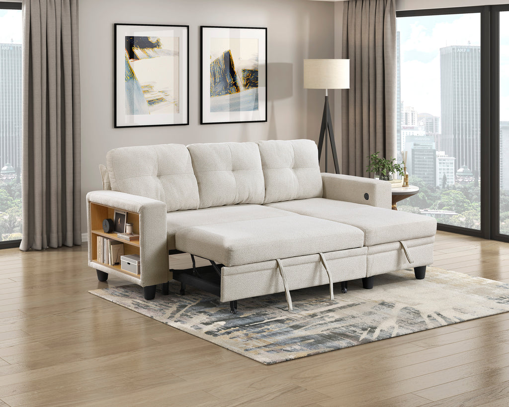 Homelegance Morian Beige Boucle Sectional Sofa Reversible Storage Chaise – 9705BE-32AVC