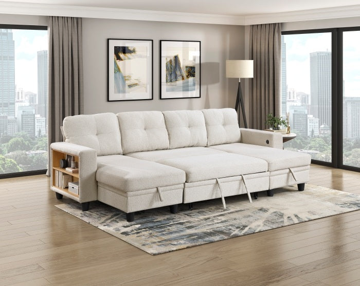 Homelegance Morian Beige Boucle Double Chaise Sectional Sofa – 9705BE-42AVC