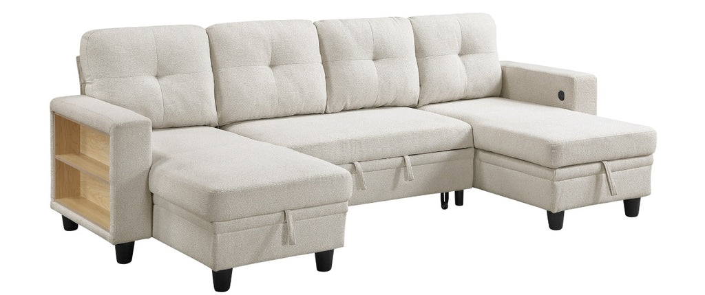 Homelegance Morian Beige Boucle Double Chaise Sectional Sofa – 9705BE-42AVC