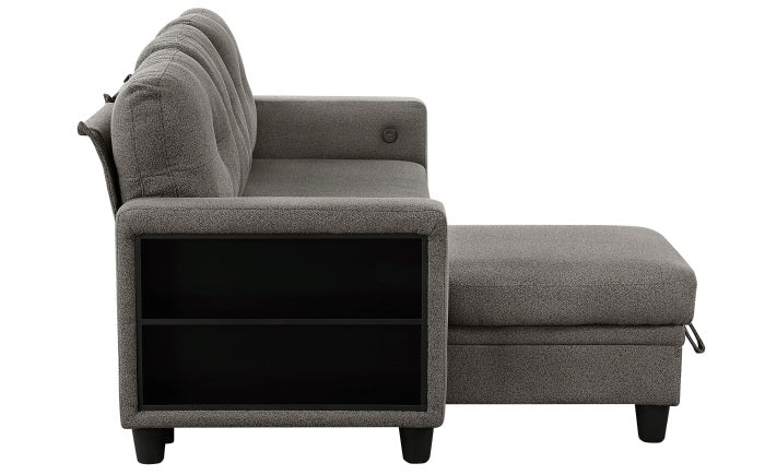 Homelegance Morian Dark Brown Boucle Sectional Sofa Reversible Storage Chaise – 9705DB-32AVC