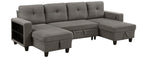 Homelegance 9705DB-42AVC 3 pc Morian dark brown boucle fabric double chaise sectional sofa storage chaises storage arms and pop up sleep area