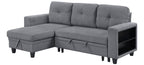 Homelegance 9705GY-32AVC 2 pc Morian grey boucle fabric sectional sofa reversible storage chaise storage arms and pop up sleep area