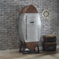 Acme 97195 Brancaster aluminum riveted finish vintage brown top grain leather wine cooler cabinet