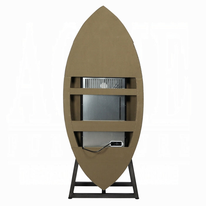 Acme 97195 Brancaster aluminum riveted finish vintage brown top grain leather wine cooler cabinet