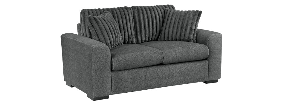 Homelegance 9720DG-SL 2 pc Holleman dark gray textured fabric sofa and love seat set
