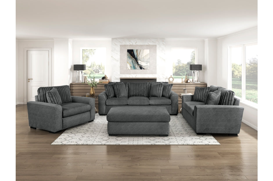 Homelegance 9720DG-SL 2 pc Holleman dark gray textured fabric sofa and love seat set