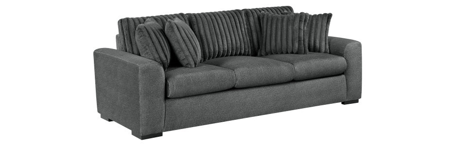 Homelegance 9720DG-SL 2 pc Holleman dark gray textured fabric sofa and love seat set