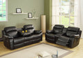 Homelegance 9724BLK-2PC 2 pc marille black bonded leather match double reclining sofa and love seat set