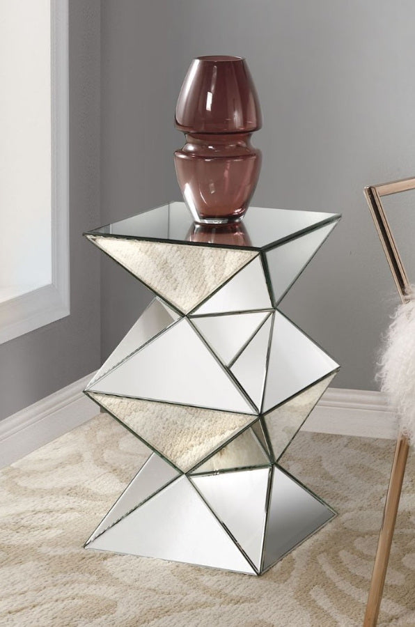 Acme 97308 Glam noralie dominic mirrored multi facet triangles design accents plant stand