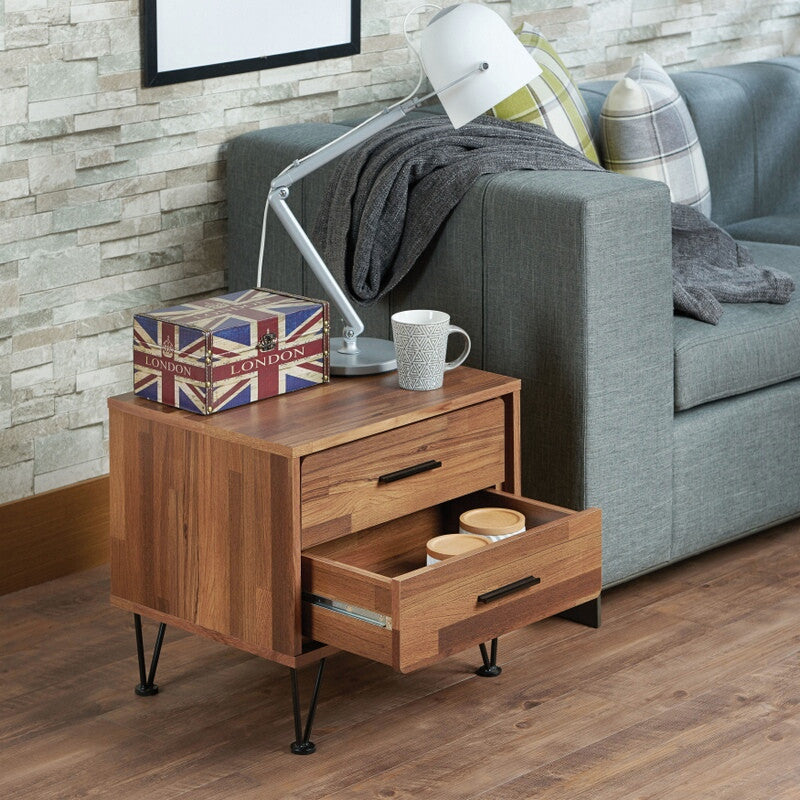 Acme 97330 Deoss walnut finish wood 2 drawer nightstand bed side end table