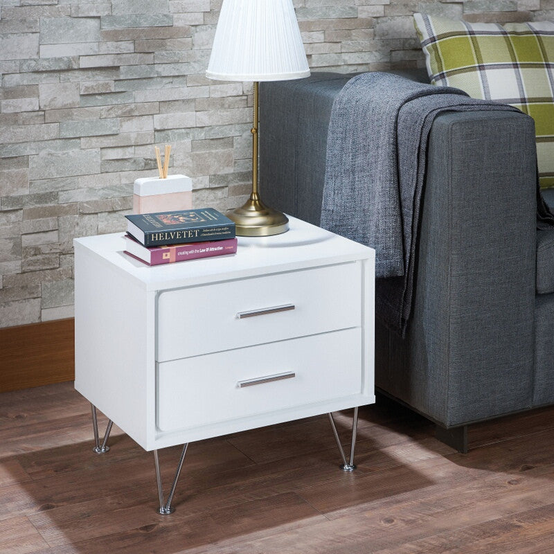 Acme 97332 Deoss white finish wood 2 drawer nightstand bed side end table