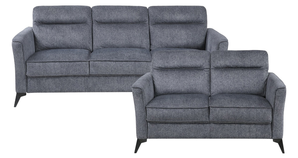 Tristan Grey Fabric Sofa & Love Seat Set – 9733DGY-SL