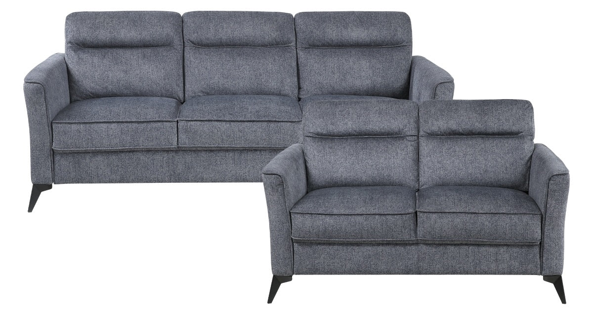 Tristan Grey Fabric Sofa & Love Seat Set – 9733DGY-SL