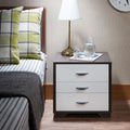 Acme 97342 Eloy white / black finish wood 3 drawer nightstand bed side end table