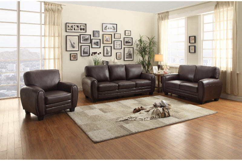 Homelegance 9734DB-SL 2 pc rubin dark brown bonded leather sofa and love seat set