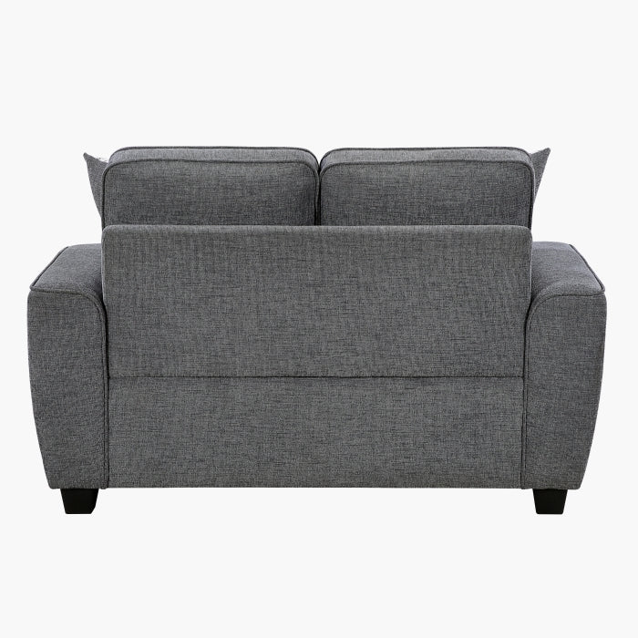 Zander Dark Grey Chenille Sofa and Love Seat Set with Rounded Arms – 9745DG-2PC