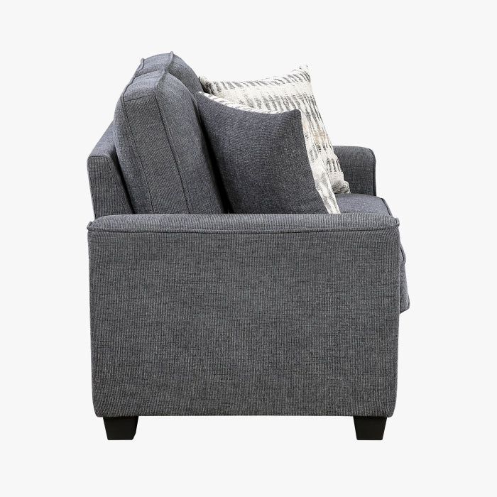 Zander Dark Grey Chenille Sofa and Love Seat Set with Rounded Arms – 9745DG-2PC