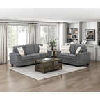 Zander Dark Grey Chenille Sofa and Love Seat Set with Rounded Arms – 9745DG-2PC