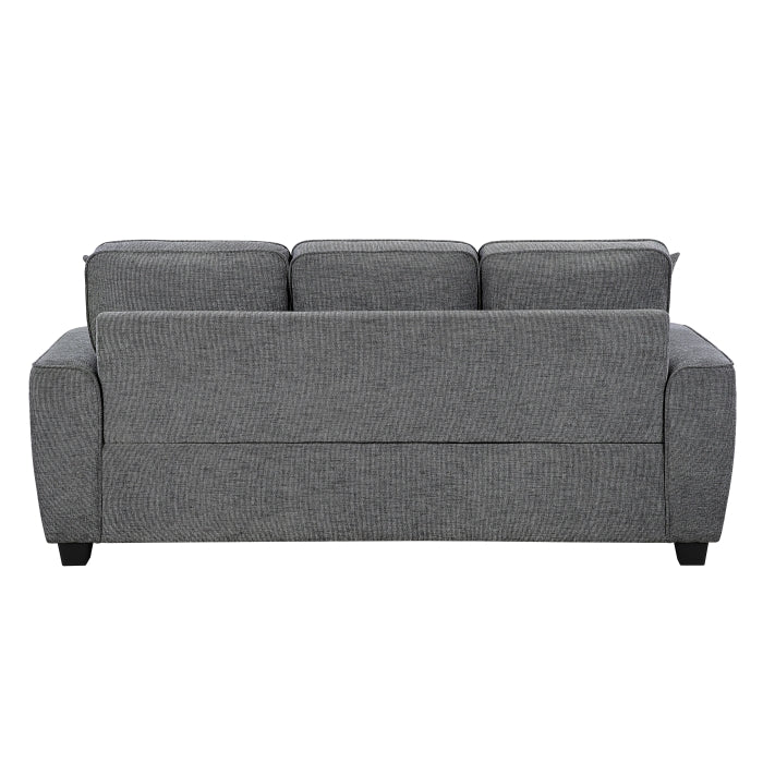 Zander Dark Grey Chenille Sofa and Love Seat Set with Rounded Arms – 9745DG-2PC