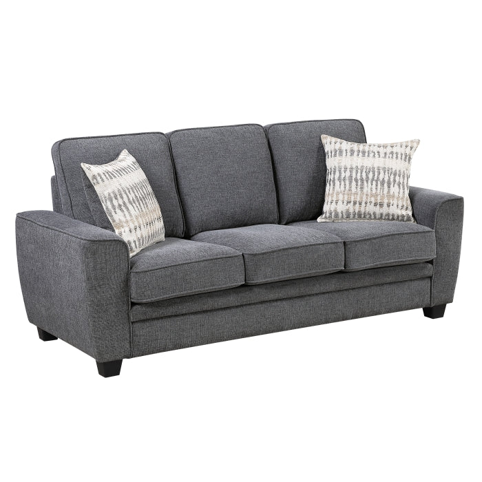 Zander Dark Grey Chenille Sofa and Love Seat Set with Rounded Arms – 9745DG-2PC