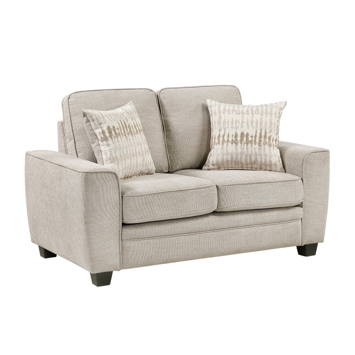 Zander Taupe Chenille Sofa and Love Seat Set with Rounded Arms – 9745TP-2PC