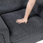 Chelsea Dark Grey Chenille Squared Arm Sofa & Love Seat Set – 9746DG-2PC