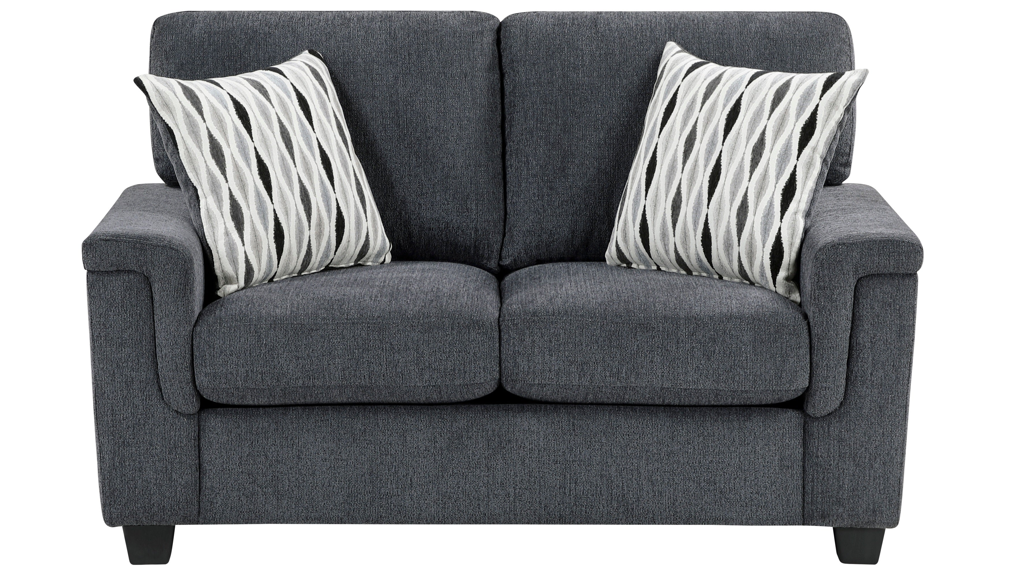 Chelsea Dark Grey Chenille Squared Arm Sofa & Love Seat Set – 9746DG-2PC
