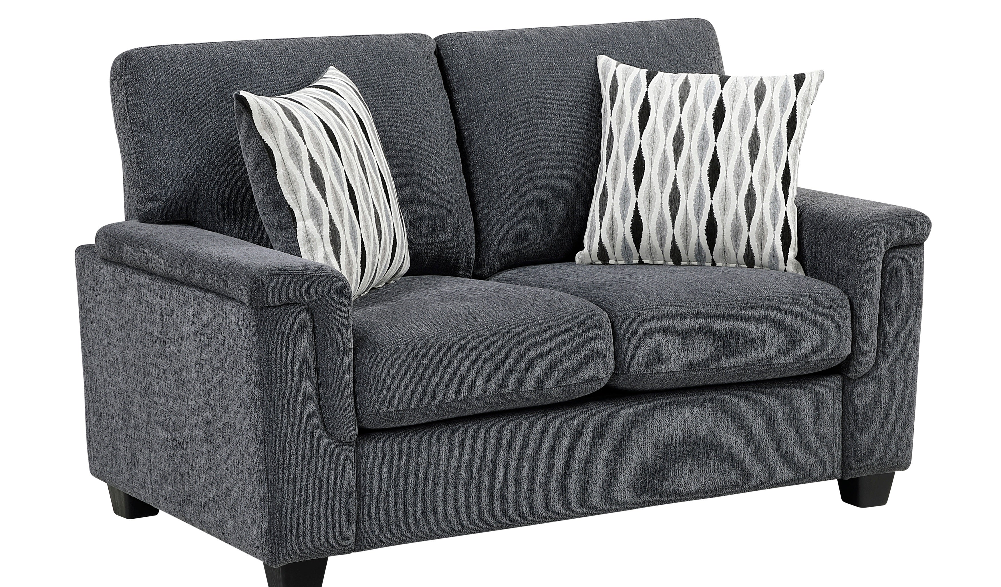 Chelsea Dark Grey Chenille Squared Arm Sofa & Love Seat Set – 9746DG-2PC
