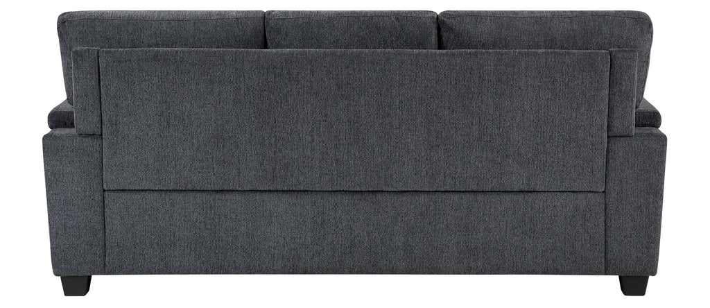 Chelsea Dark Grey Chenille Squared Arm Sofa & Love Seat Set – 9746DG-2PC