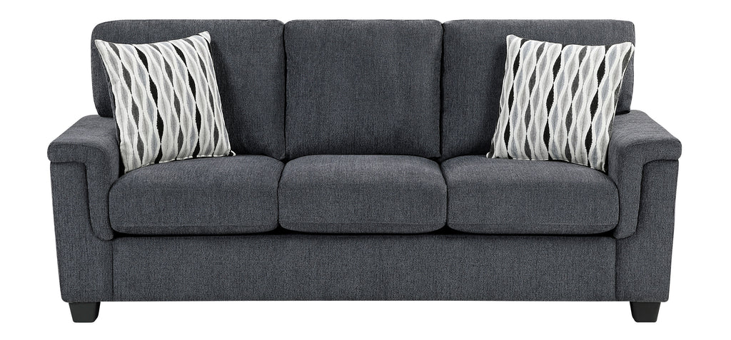 Chelsea Dark Grey Chenille Squared Arm Sofa & Love Seat Set – 9746DG-2PC