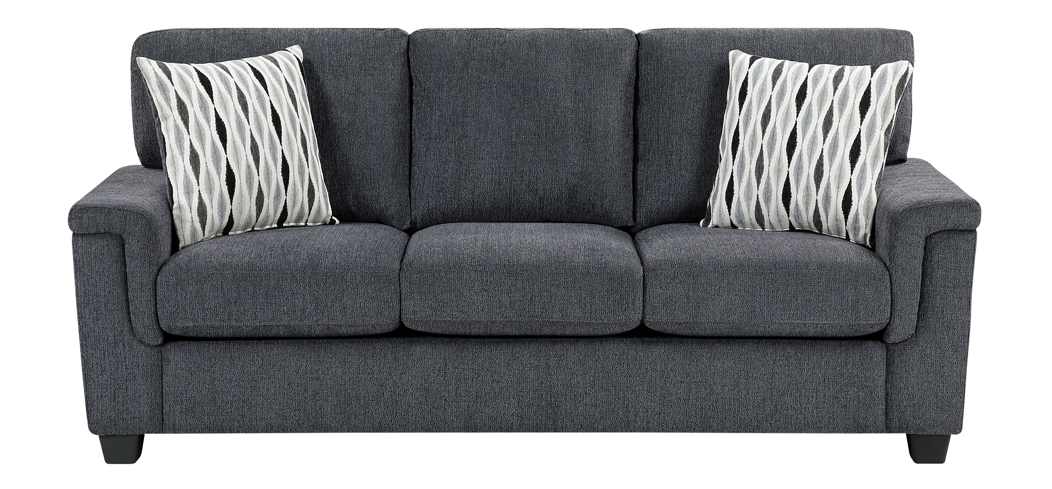 Chelsea Dark Grey Chenille Squared Arm Sofa & Love Seat Set – 9746DG-2PC