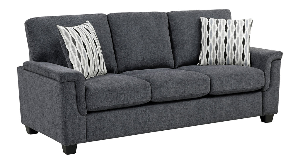 Chelsea Dark Grey Chenille Squared Arm Sofa & Love Seat Set – 9746DG-2PC