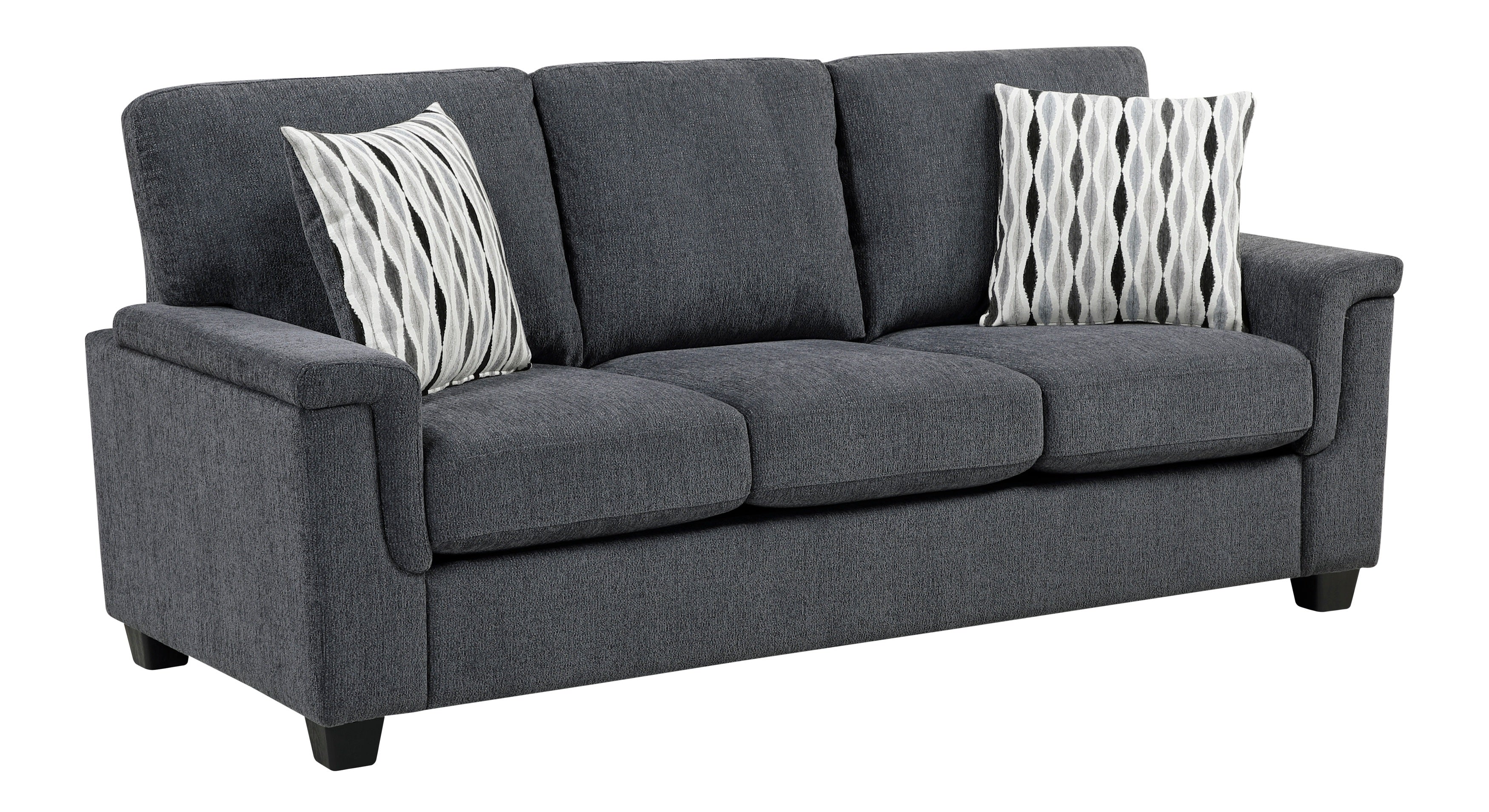 Chelsea Dark Grey Chenille Squared Arm Sofa & Love Seat Set – 9746DG-2PC