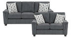 Chelsea Dark Grey Chenille Squared Arm Sofa & Love Seat Set – 9746DG-2PC