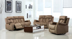 Global United Parsons II Beige Bella Fabric 2-Piece Sofa and Love Seat Set with Recliner Ends – 9760BEI-2PC