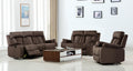Global United 9760BR-2PC 2 pc Parsons II brown bella fabric sofa and love seat with recliner ends