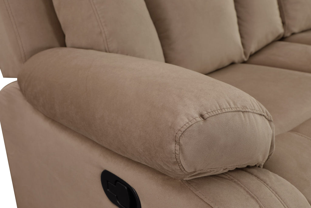 Global United Parsons II Beige Bella Fabric 2-Piece Sofa and Love Seat Set with Recliner Ends – 9760BEI-2PC