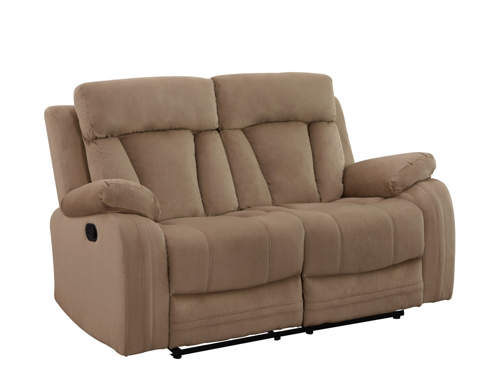 Global United Parsons II Beige Bella Fabric 2-Piece Sofa and Love Seat Set with Recliner Ends – 9760BEI-2PC