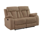 Global United Parsons II Beige Bella Fabric 2-Piece Sofa and Love Seat Set with Recliner Ends – 9760BEI-2PC
